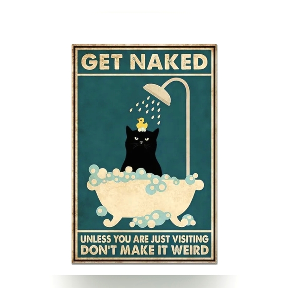 Black Cat Funny Vintage Style Bathroom Canvasish Prints. No Frame - Picture 3 of 9